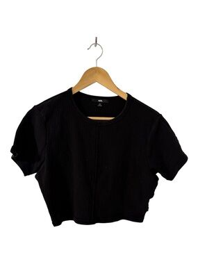 Vans Black Ribbed Cropped Tee - Women's Casual Crew